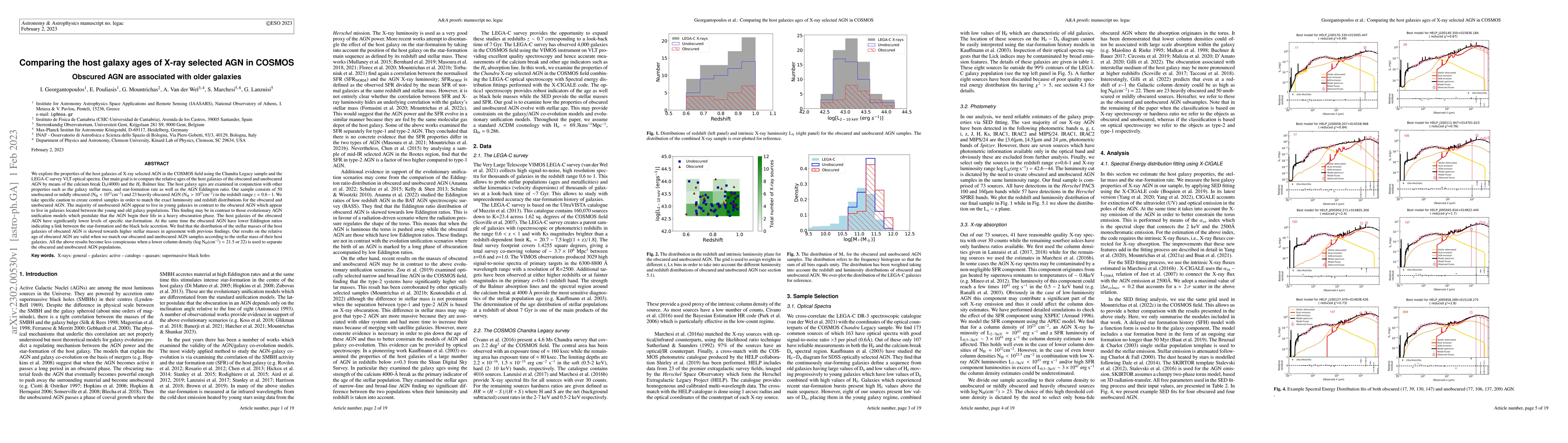 Thumbnail for Comparing the host galaxy ages of X-ray selected AGN in COSMOS: Obscured
  AGN are associated with older galaxies