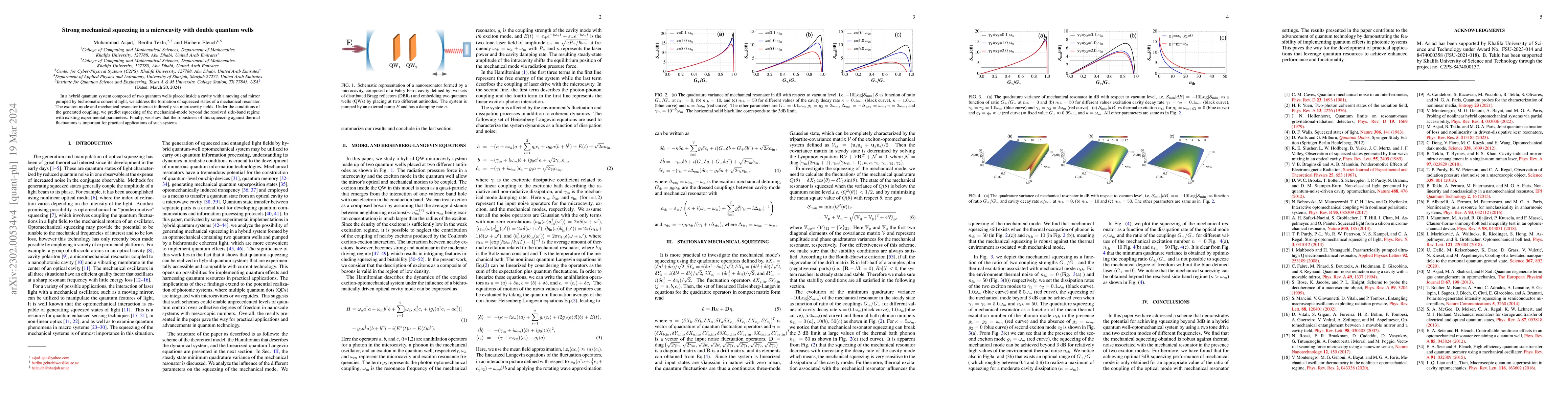 Thumbnail for Strong mechanical squeezing in a microcavity with double quantum wells