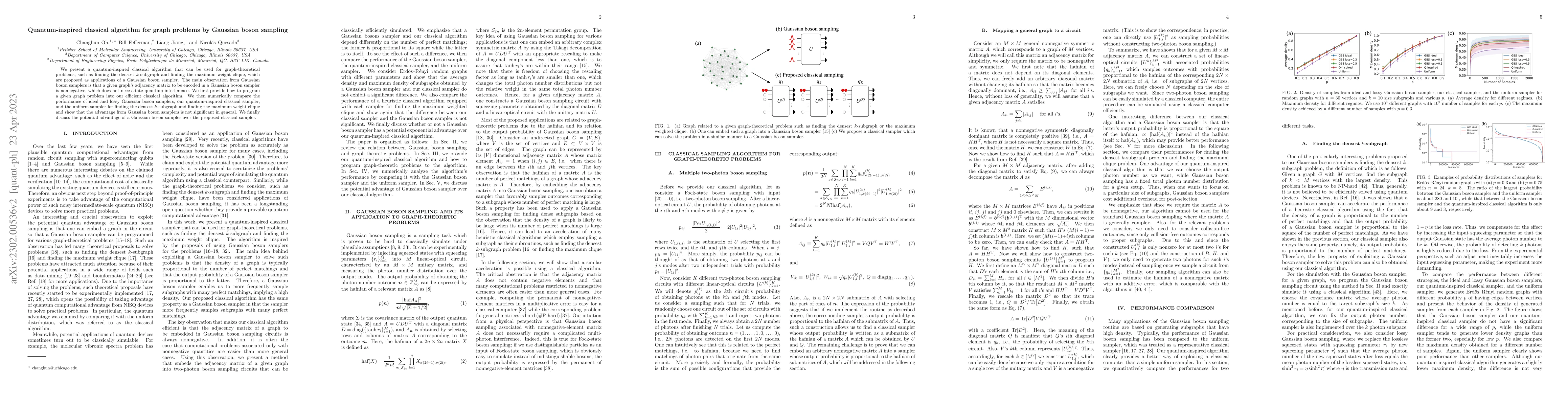 Thumbnail for Quantum-inspired classical algorithm for graph problems by Gaussian
  boson sampling