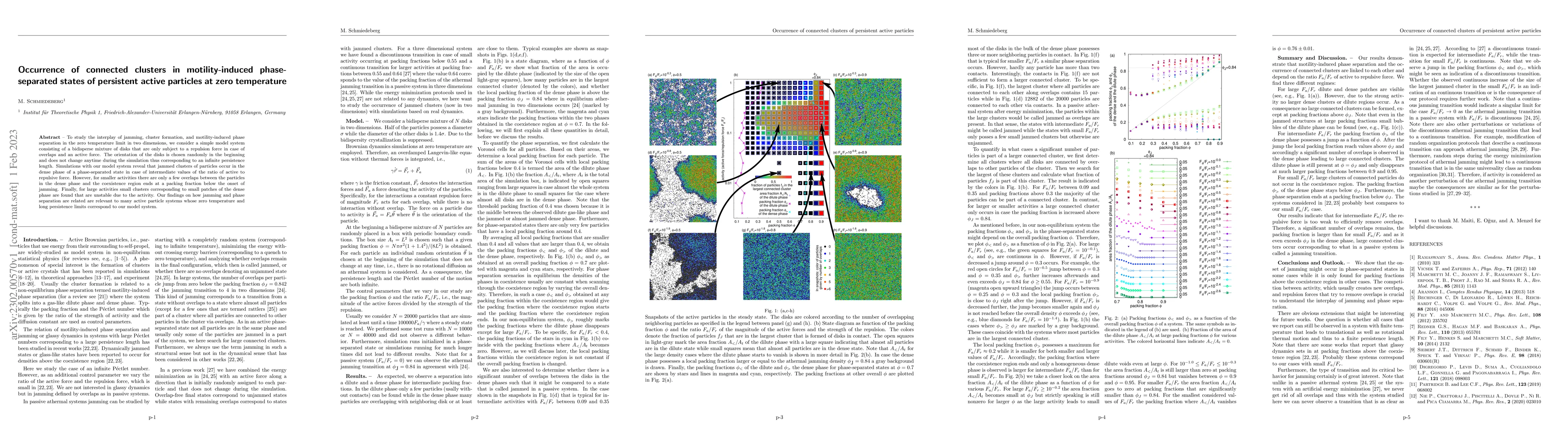 Thumbnail for Occurrence of connected clusters in motility-induced phase-separated
  states of persistent active particles at zero temperature
