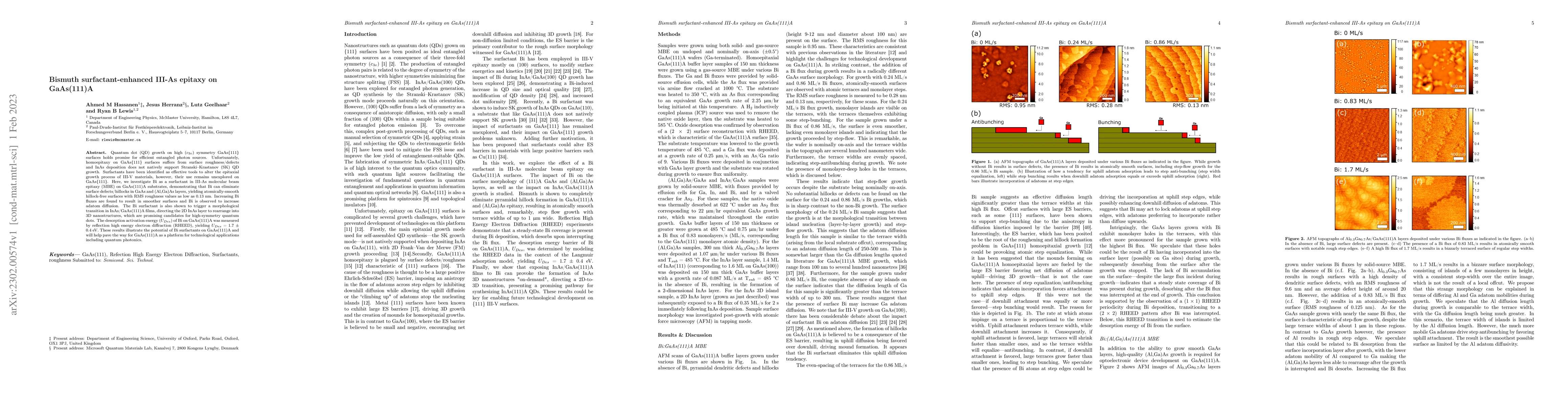 Thumbnail for Bismuth surfactant-enhanced III-As epitaxy on GaAs(111)A