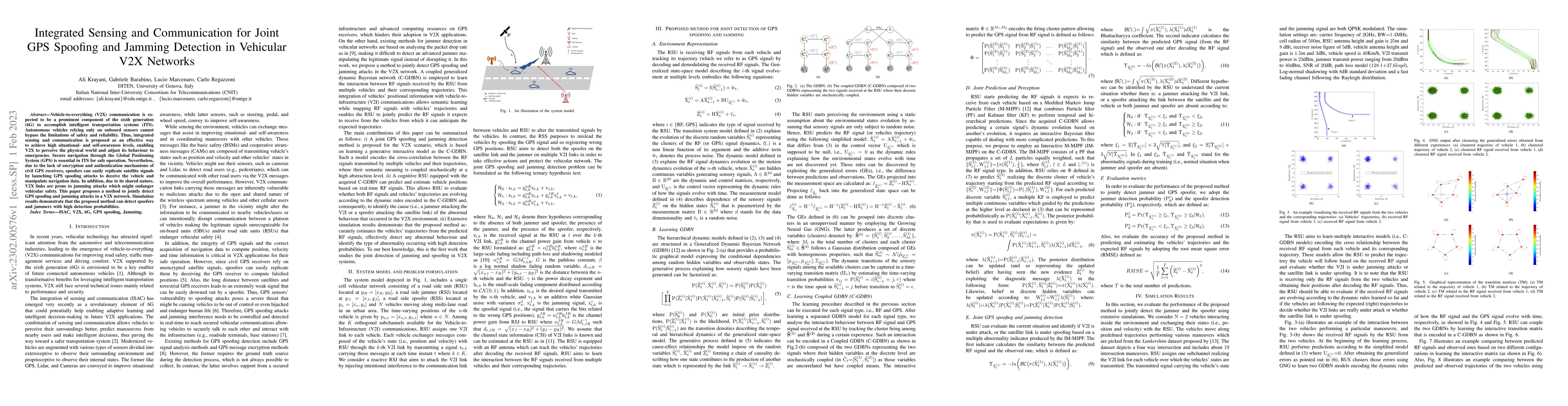 Thumbnail for Integrated Sensing and Communication for Joint GPS Spoofing and Jamming
  Detection in Vehicular V2X Networks