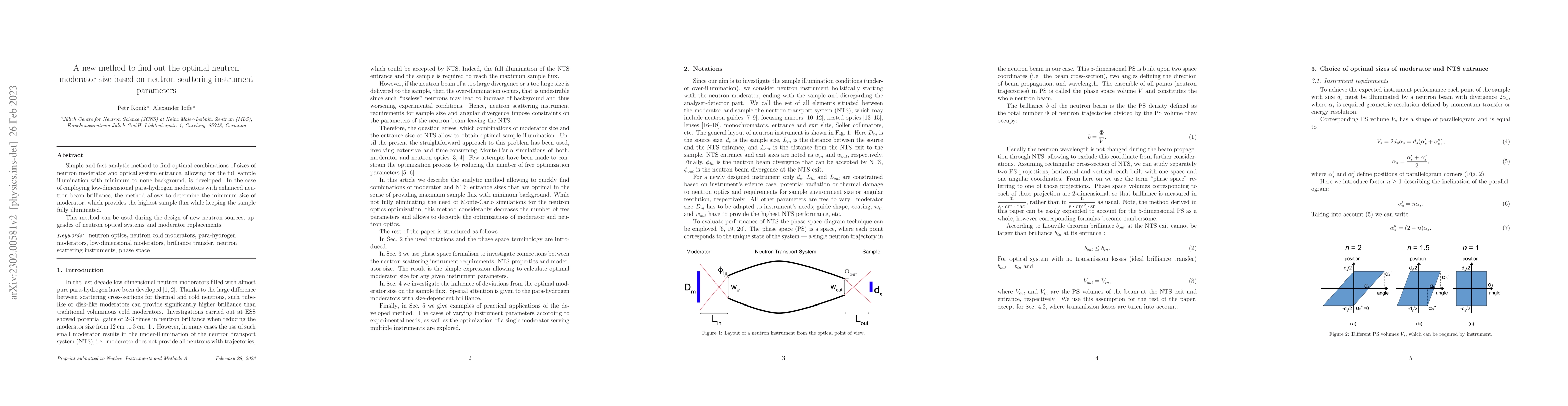 Thumbnail for A new method to find out the optimal neutron moderator size based on
  neutron scattering instrument parameters
