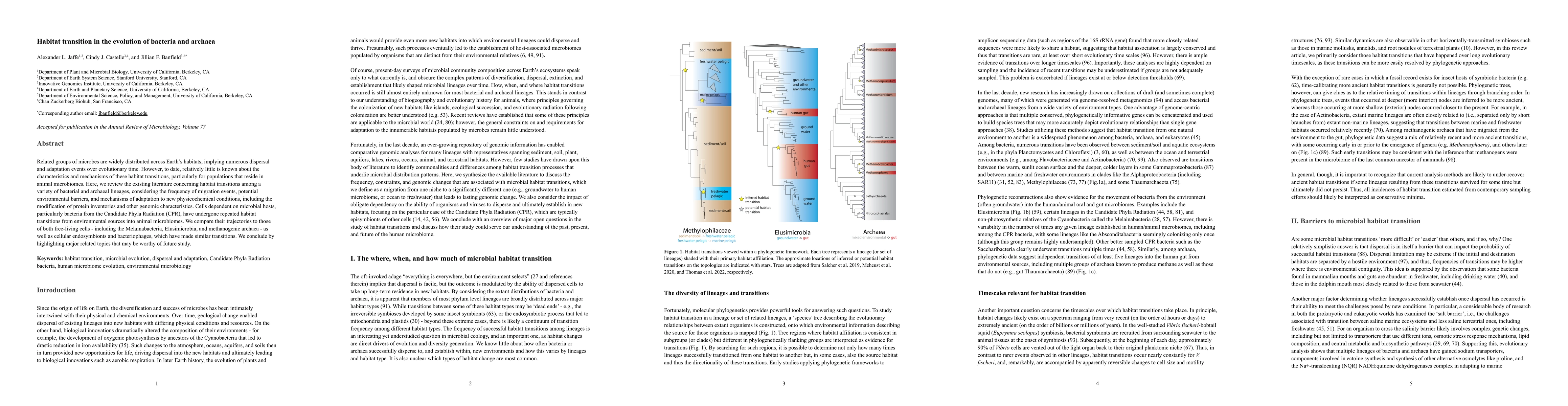 Thumbnail for Habitat transition in the evolution of bacteria and archaea