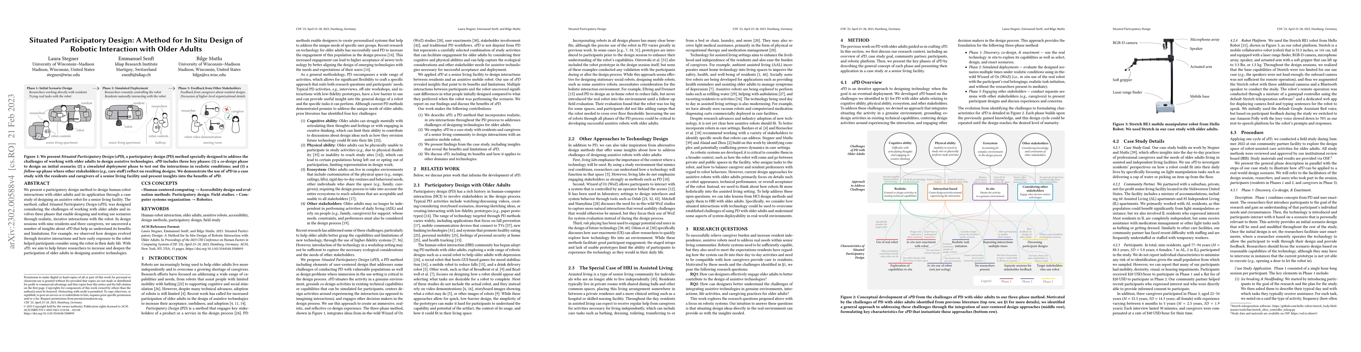 Thumbnail for Situated Participatory Design: A Method for In Situ Design of Robotic
  Interaction with Older Adults