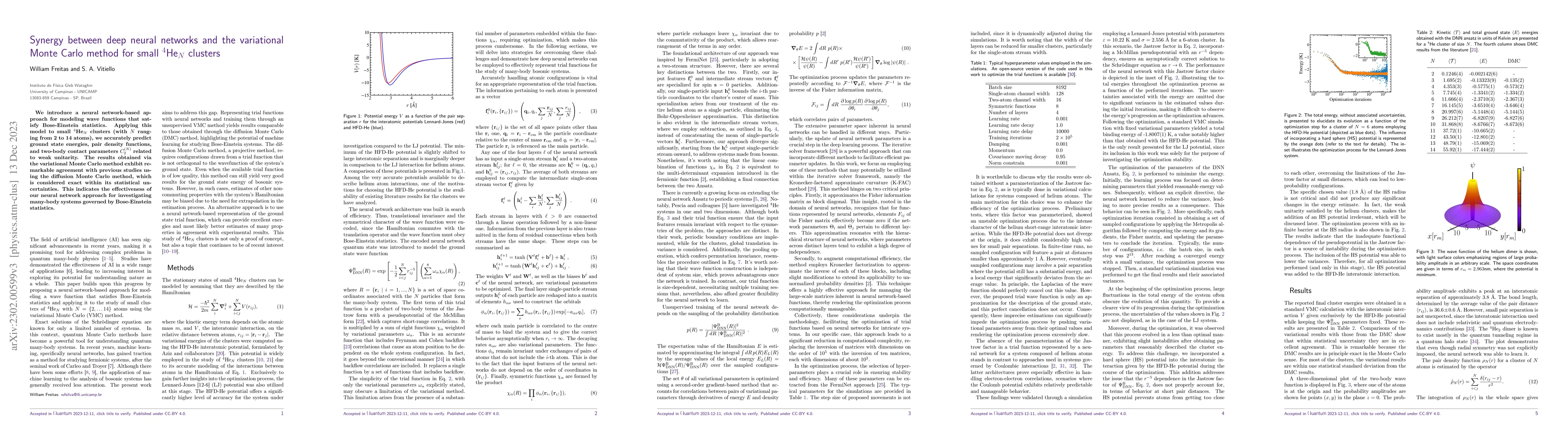 Thumbnail for Synergy between deep neural networks and the variational Monte Carlo
  method for small $^4He_N$ clusters