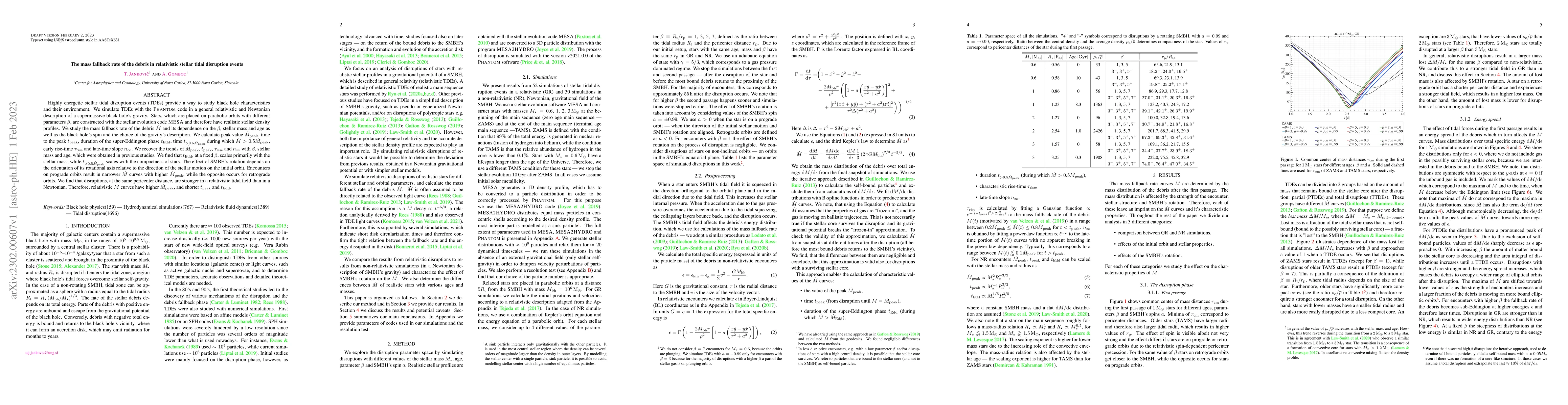 Thumbnail for The mass fallback rate of the debris in relativistic stellar tidal
  disruption events