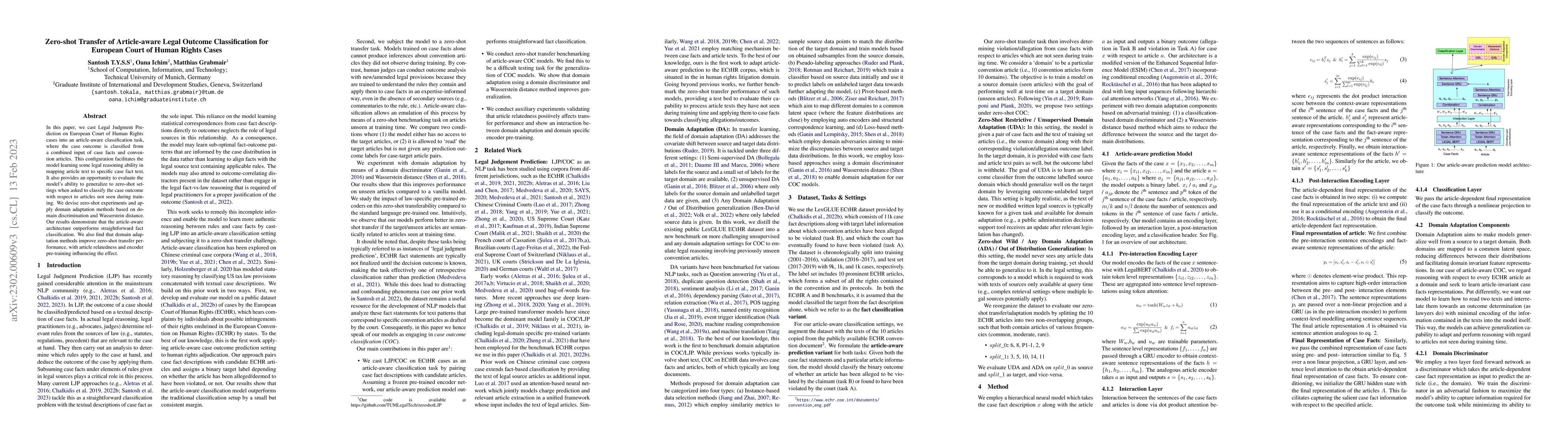 Thumbnail for Zero-shot Transfer of Article-aware Legal Outcome Classification for
  European Court of Human Rights Cases
