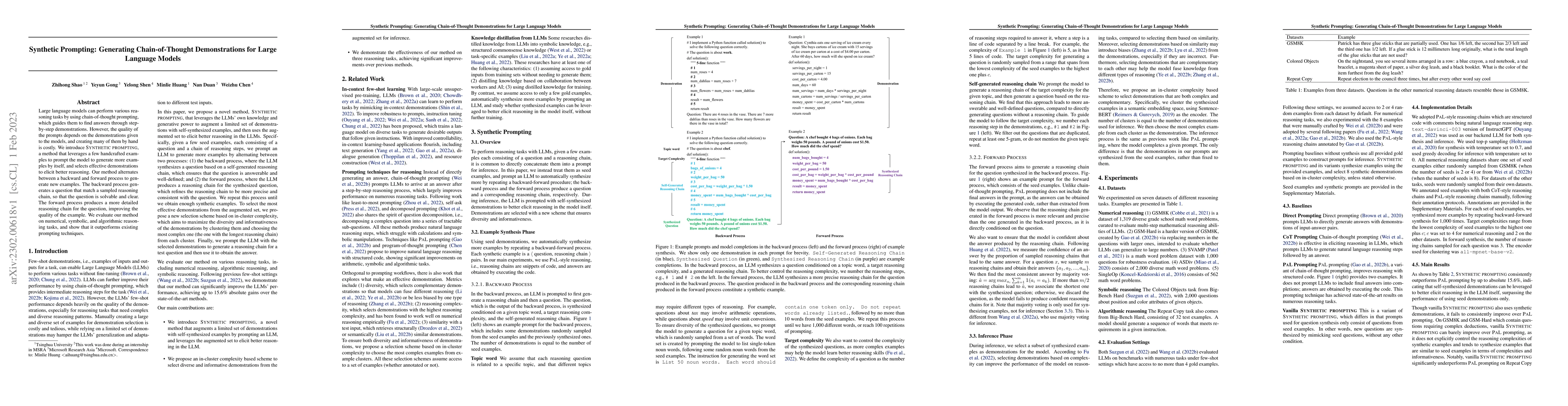 Thumbnail for Synthetic Prompting: Generating Chain-of-Thought Demonstrations for
  Large Language Models
