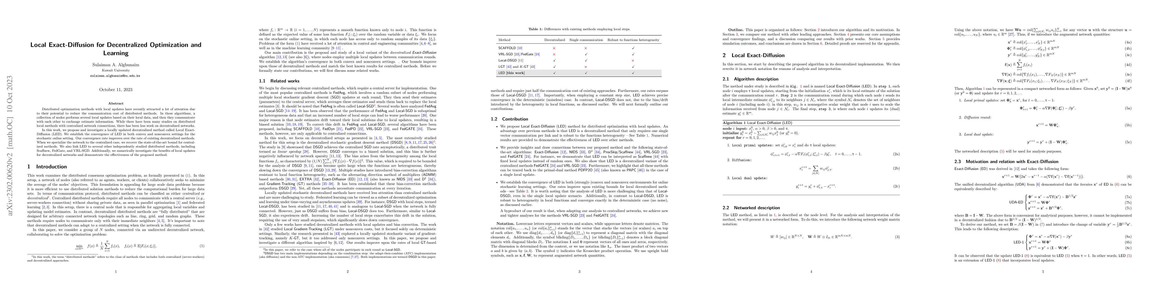 Thumbnail for Local Exact-Diffusion for Decentralized Optimization and Learning