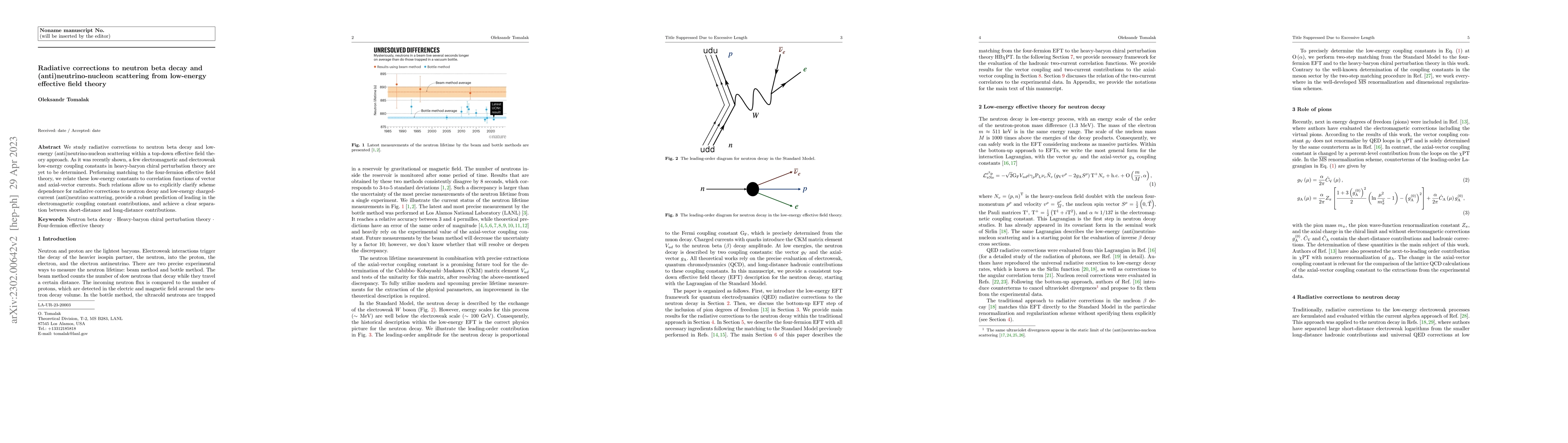 Thumbnail for Radiative corrections to neutron beta decay and (anti)neutrino-nucleon
  scattering from low-energy effective field theory