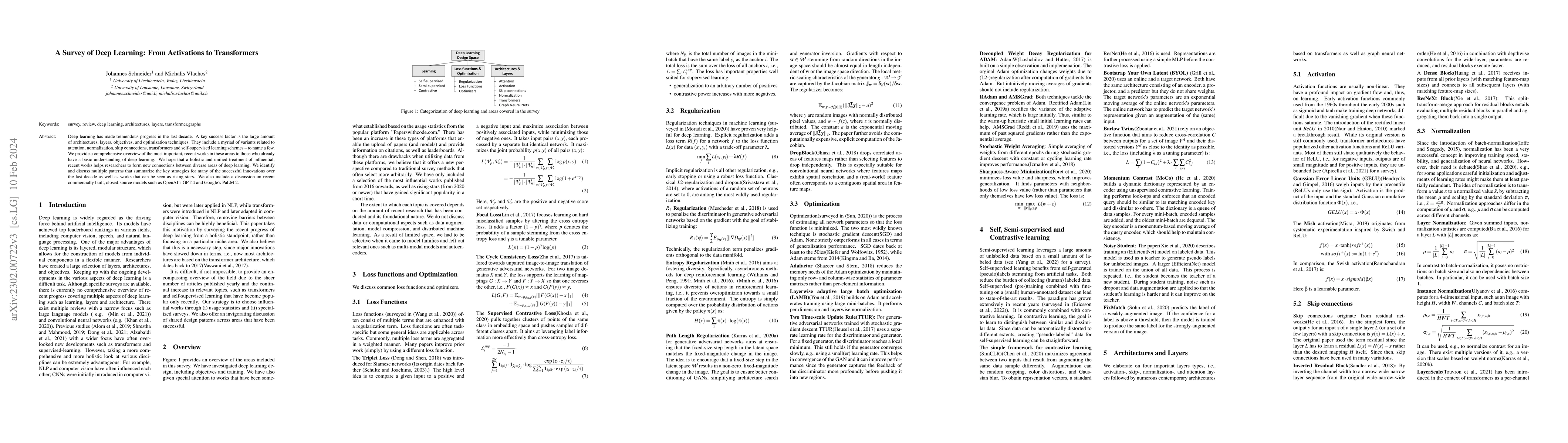 Thumbnail for A Survey of Deep Learning: From Activations to Transformers