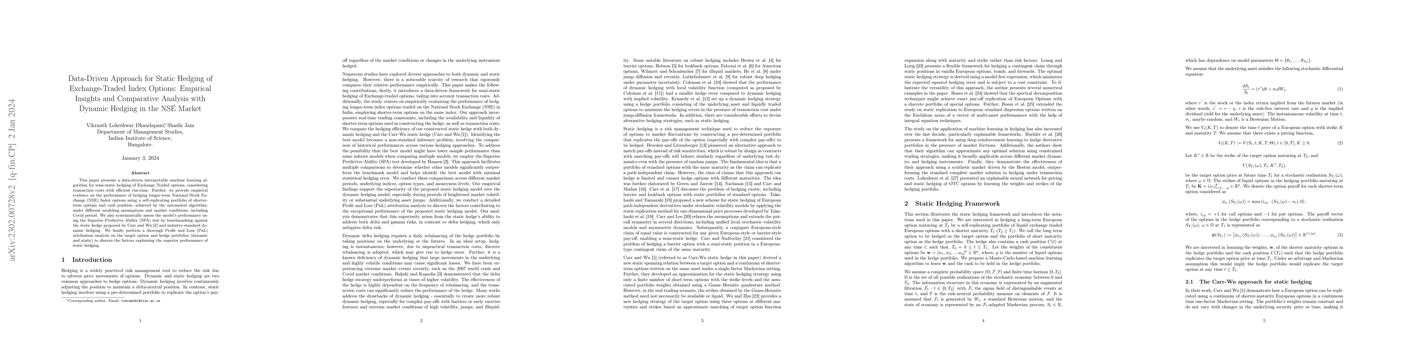 Thumbnail for Data-driven Approach for Static Hedging of Exchange Traded Options