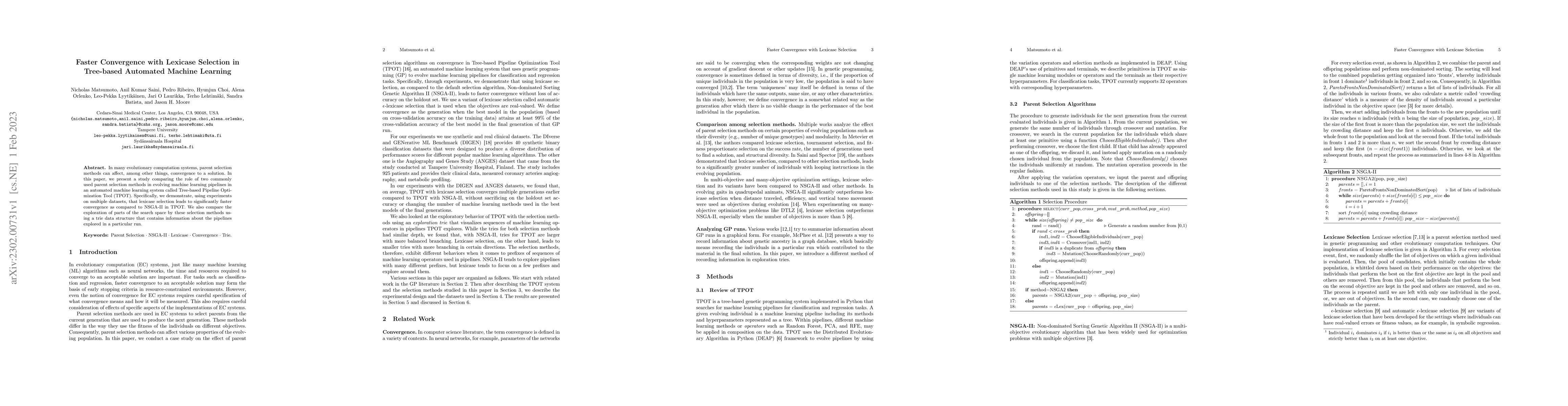 Thumbnail for Faster Convergence with Lexicase Selection in Tree-based Automated
  Machine Learning