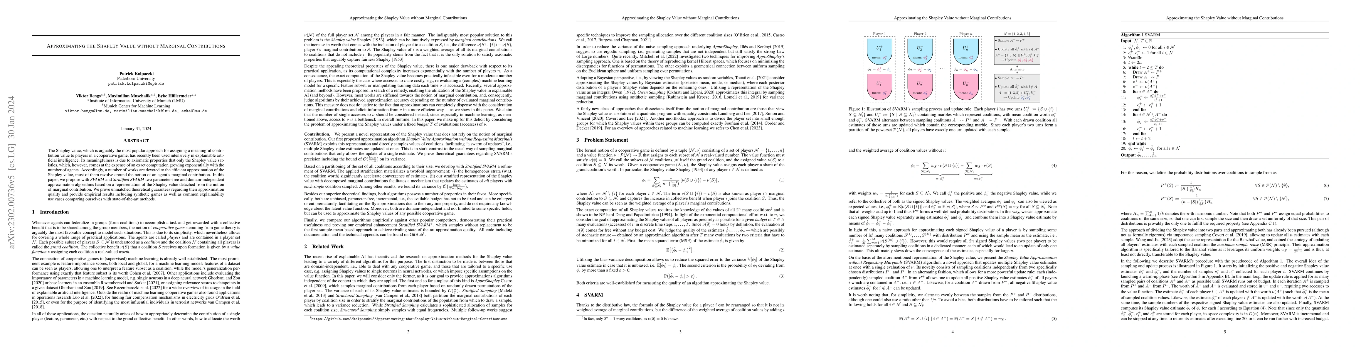 Thumbnail for Approximating the Shapley Value without Marginal Contributions
