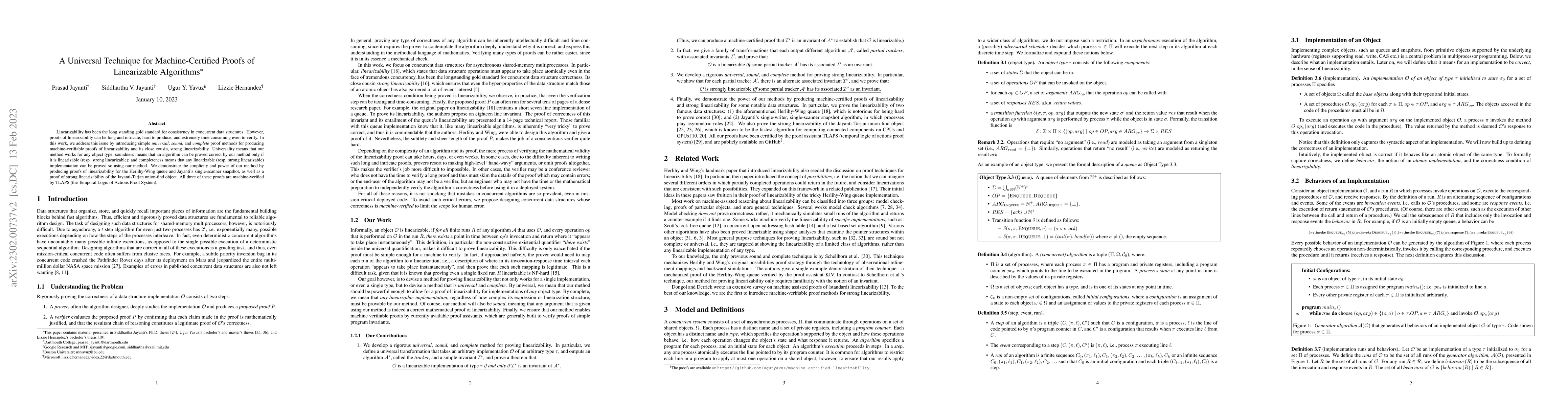 Thumbnail for A Universal Technique for Machine-Certified Proofs of Linearizable
  Algorithms