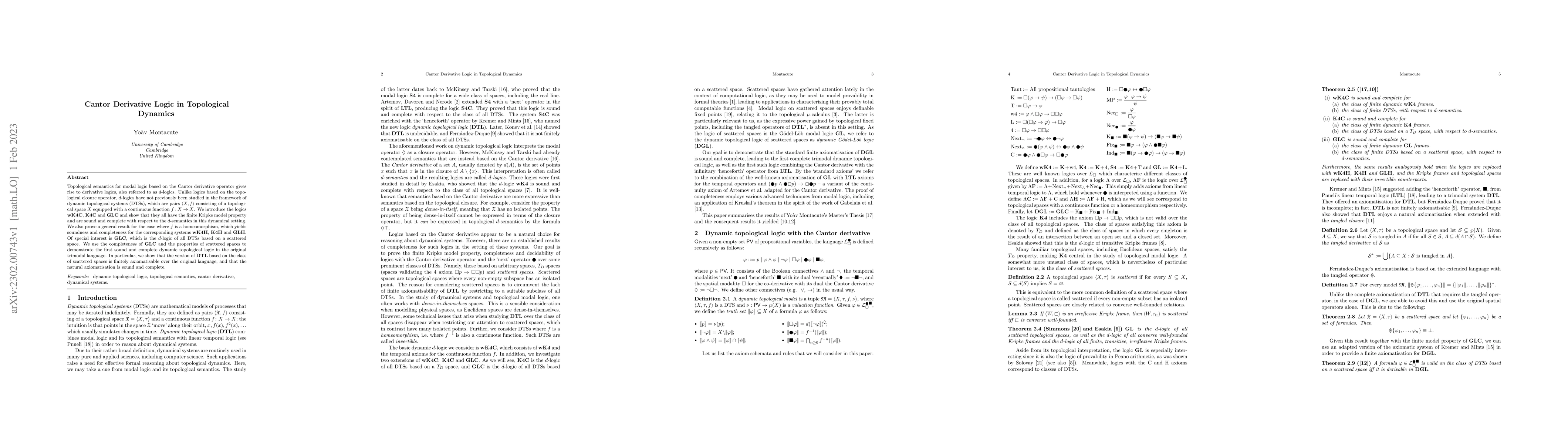 Thumbnail for Cantor Derivative Logic in Topological Dynamics
