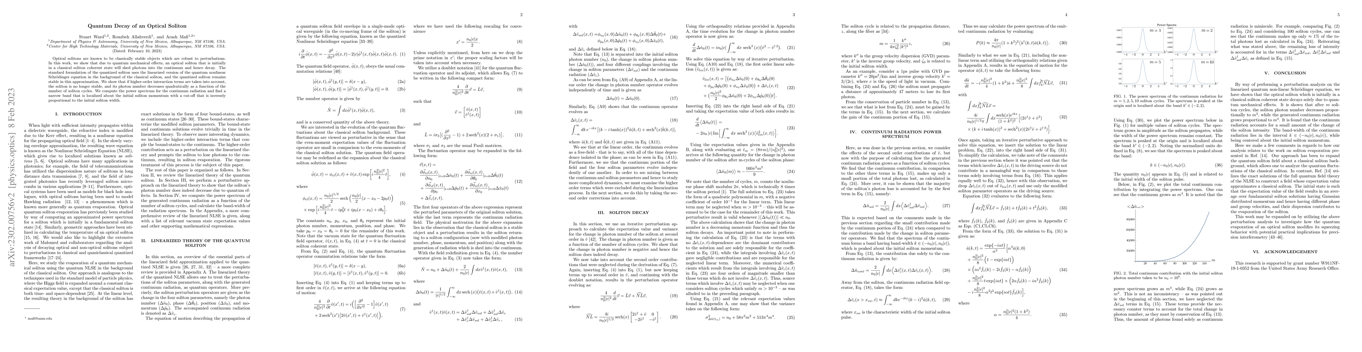 Thumbnail for Quantum Decay of an Optical Soliton