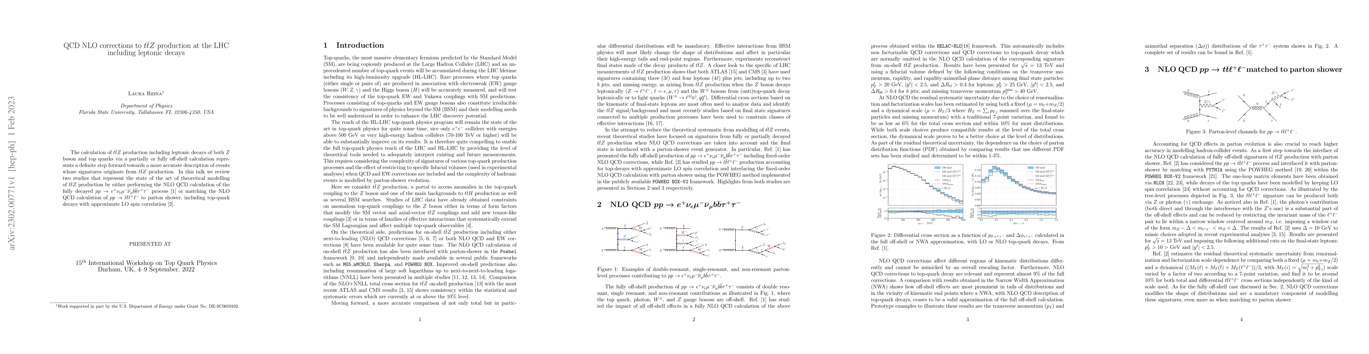 Thumbnail for QCD NLO corrections to $t\bar{t}Z$ production at the LHC including
  leptonic decays