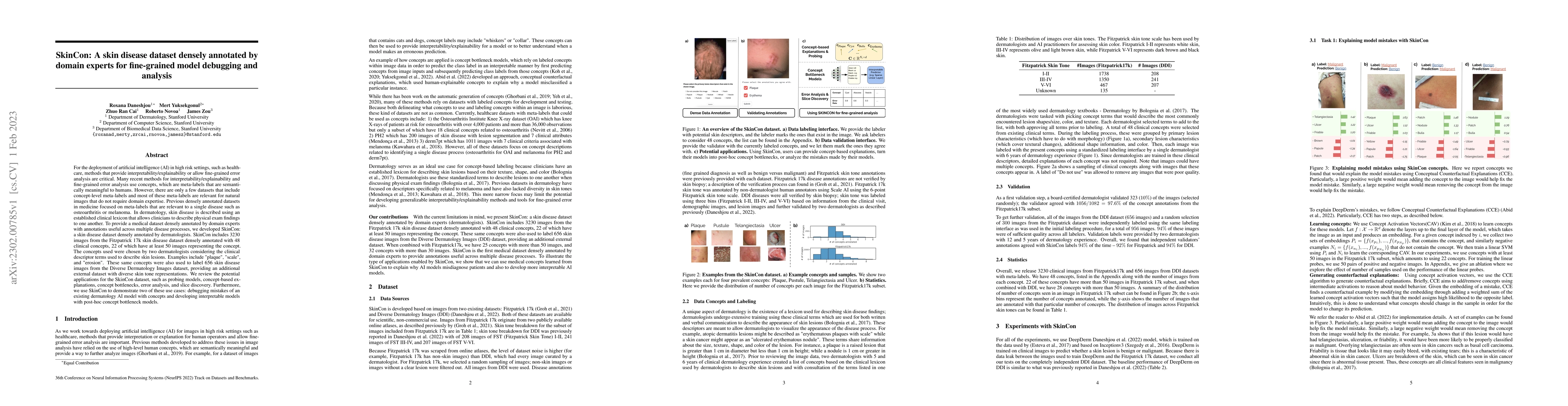 Thumbnail for SkinCon: A skin disease dataset densely annotated by domain experts for
  fine-grained model debugging and analysis