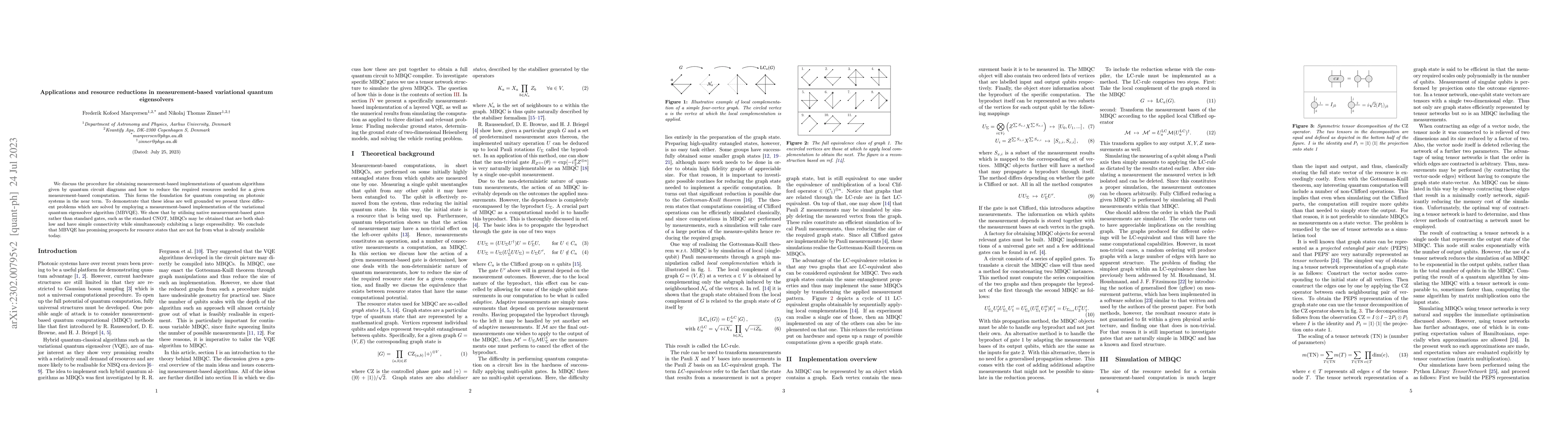 Thumbnail for Applications and resource reductions in measurement-based variational
  quantum eigensolvers