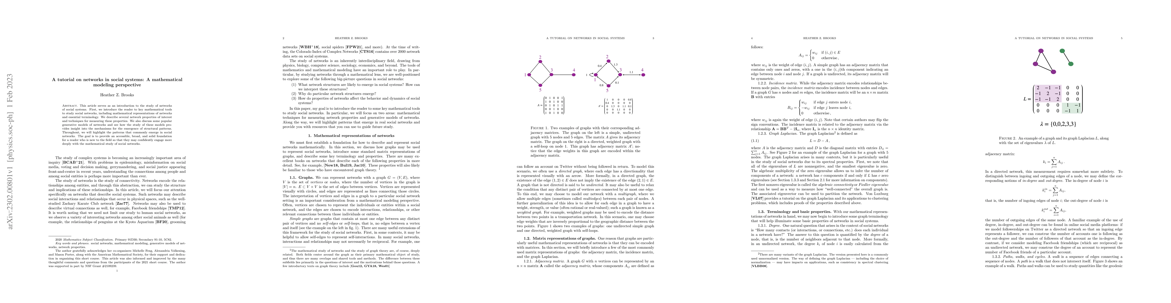 Thumbnail for A tutorial on networks in social systems: A mathematical modeling
  perspective