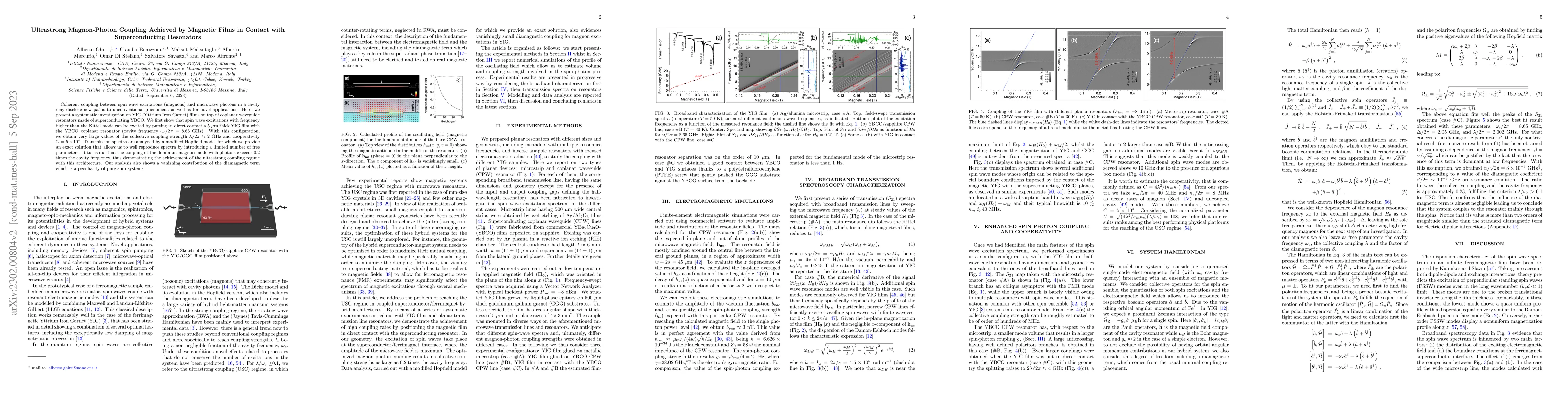 Thumbnail for Ultrastrong Magnon-Photon Coupling Achieved by Magnetic Films in Contact
  with Superconducting Resonators