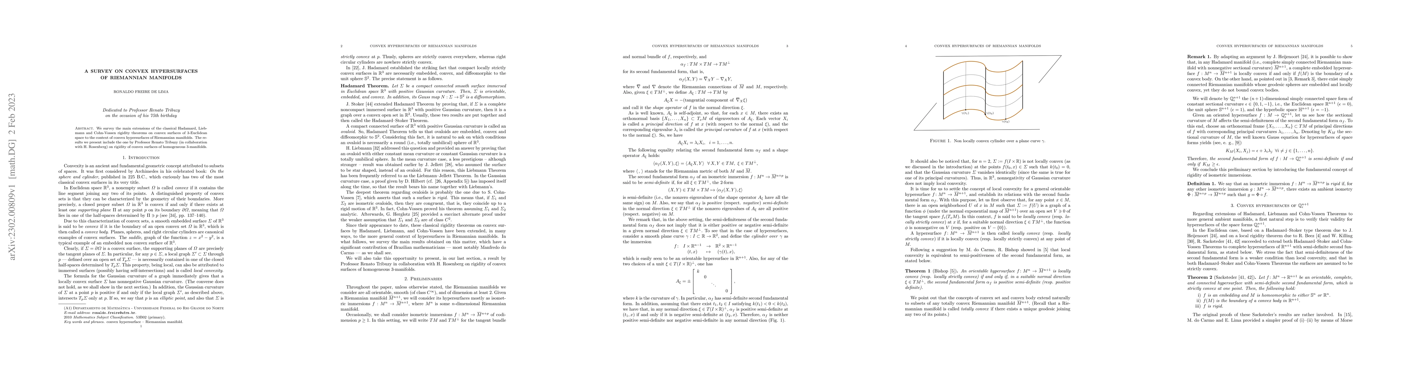 Thumbnail for A Survey on Convex Hypersurfaces of Riemannian Manifolds