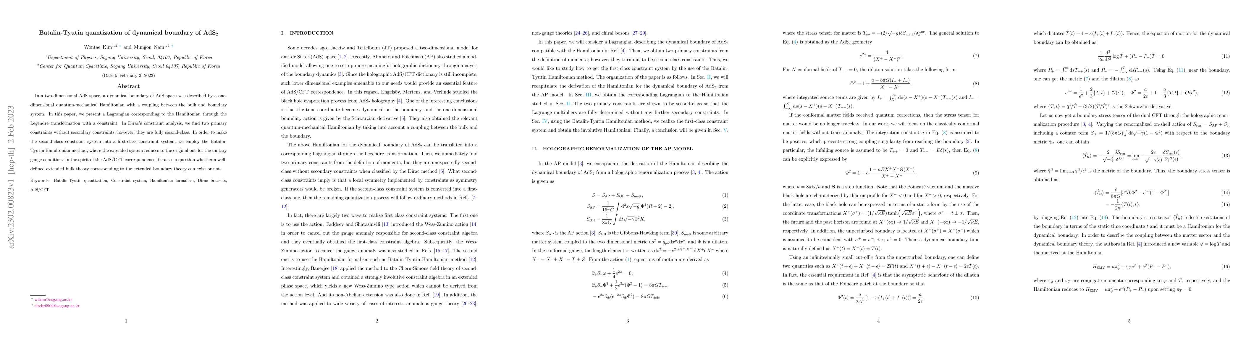 Thumbnail for Batalin-Tyutin quantization of dynamical boundary of AdS$_2$