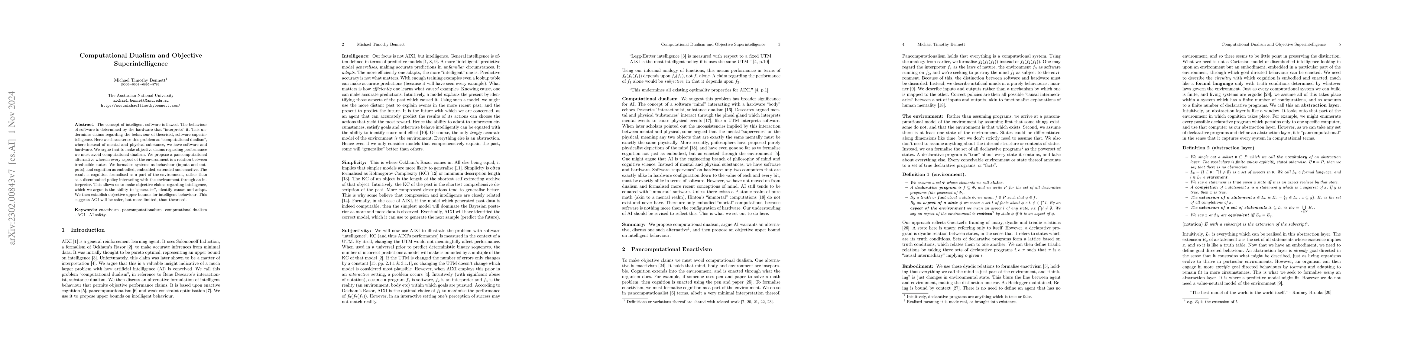 Thumbnail for Computational Dualism and Objective Superintelligence