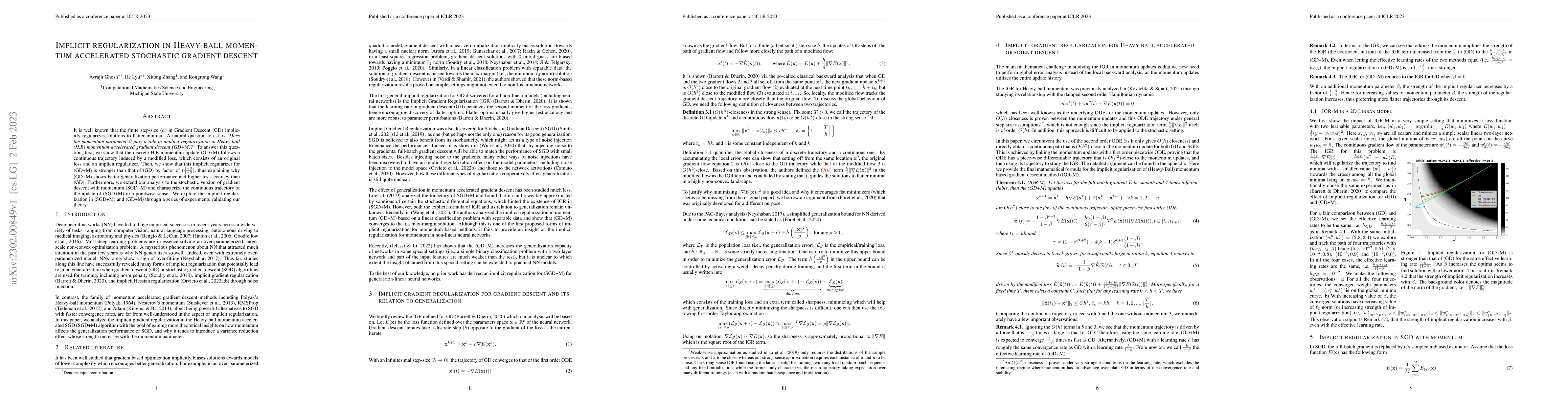 Thumbnail for Implicit regularization in Heavy-ball momentum accelerated stochastic
  gradient descent
