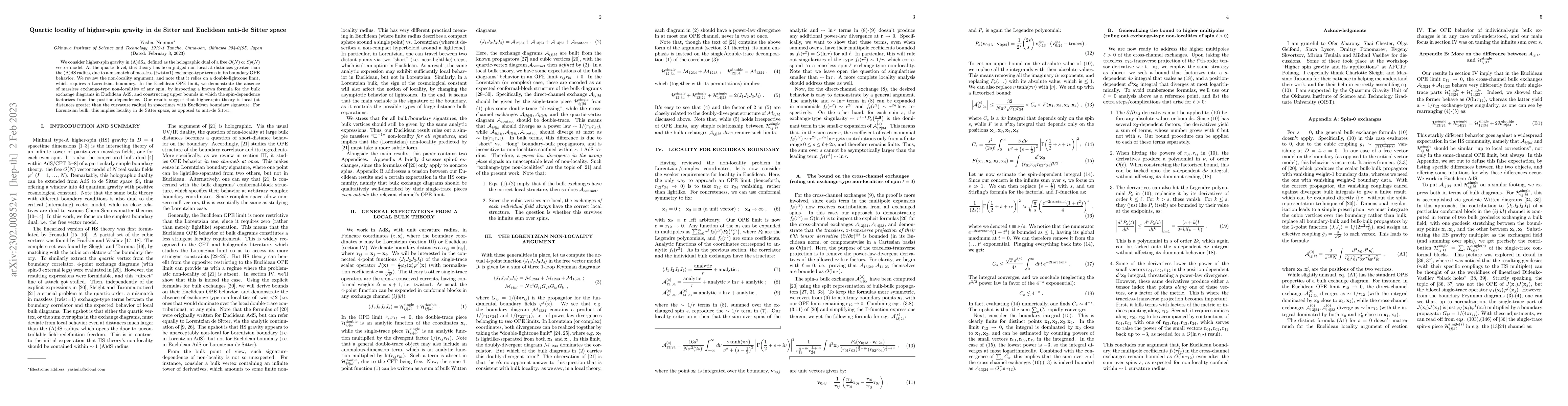 Thumbnail for Quartic locality of higher-spin gravity in de Sitter and Euclidean
  anti-de Sitter space