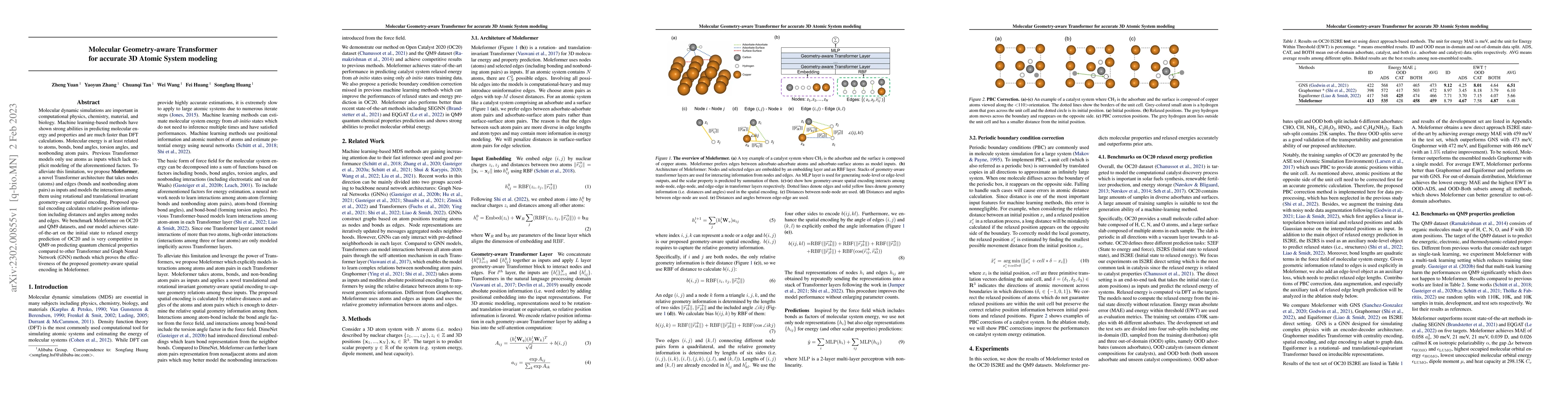 Thumbnail for Molecular Geometry-aware Transformer for accurate 3D Atomic System
  modeling