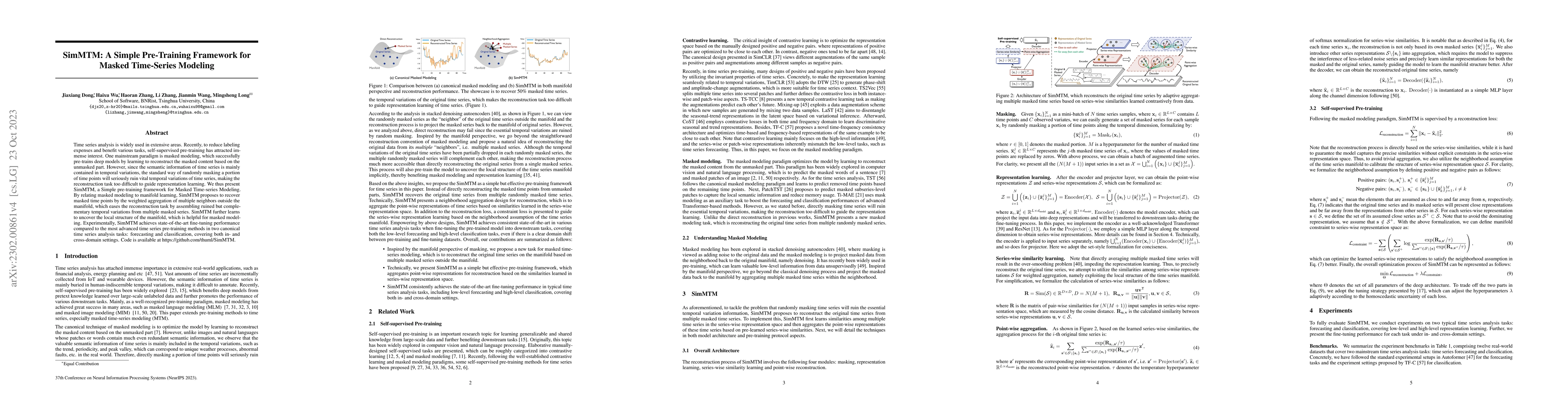 Thumbnail for SimMTM: A Simple Pre-Training Framework for Masked Time-Series Modeling