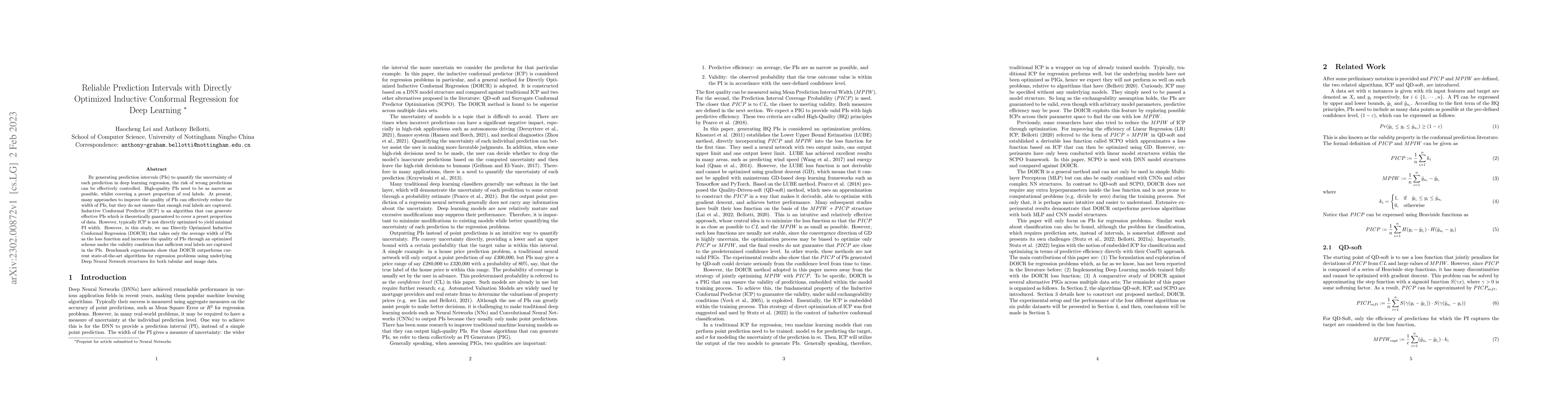 Thumbnail for Reliable Prediction Intervals with Directly Optimized Inductive
  Conformal Regression for Deep Learning
