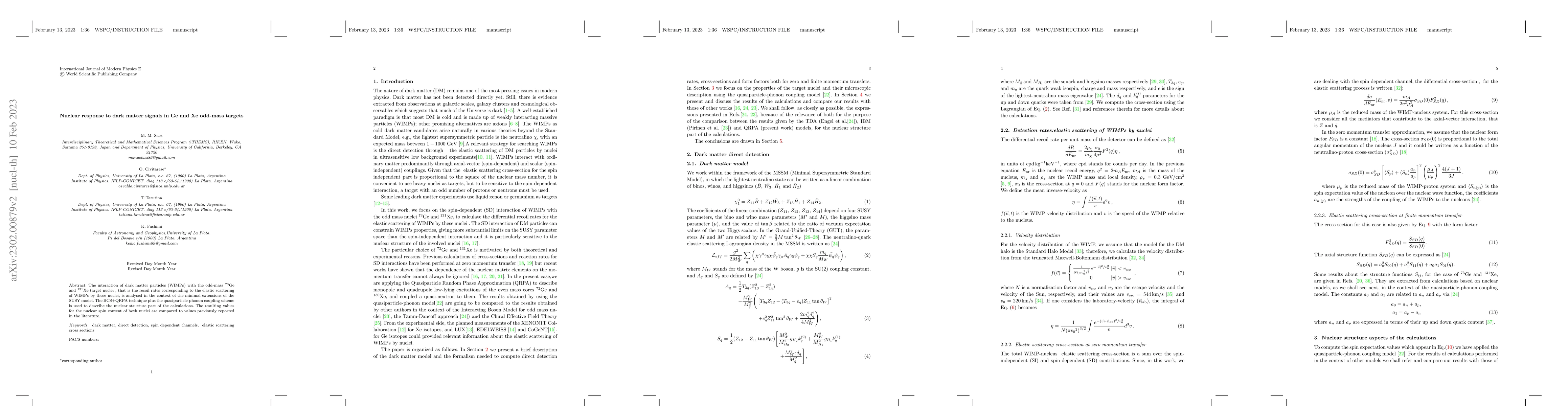 Thumbnail for Nuclear response to dark matter signals in Ge and Xe odd-mass targets