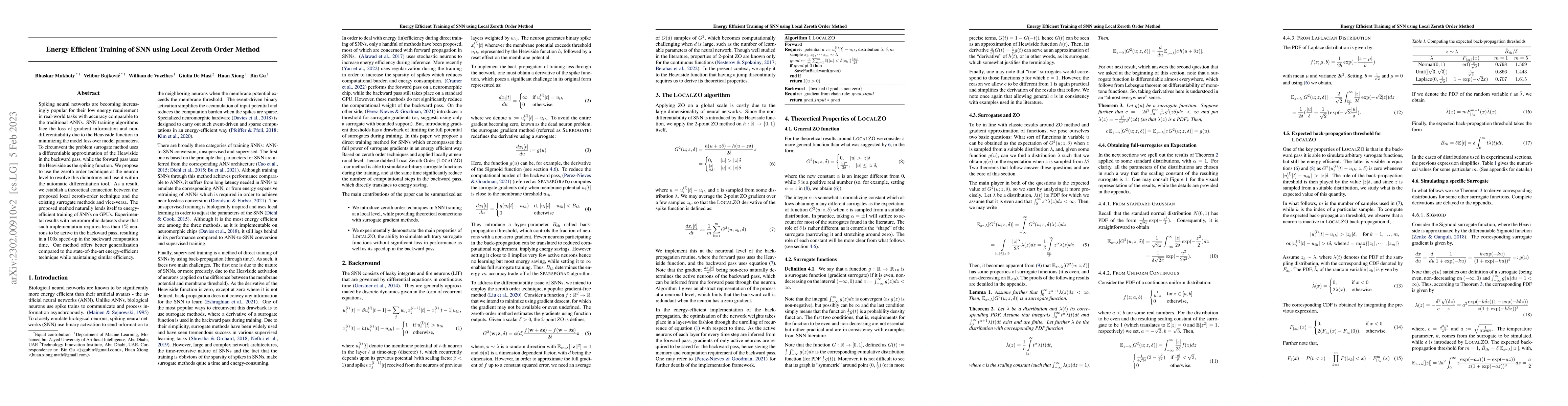 Thumbnail for Energy Efficient Training of SNN using Local Zeroth Order Method