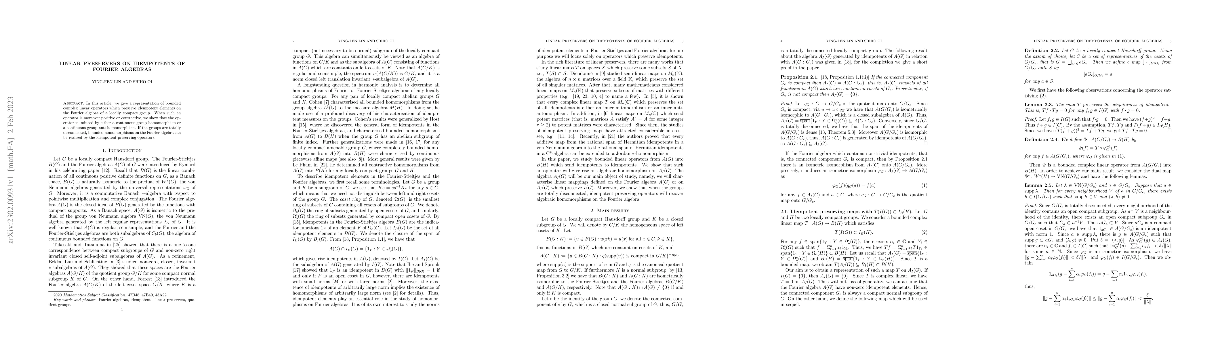 Thumbnail for Linear preservers on idempotents of Fourier algebras