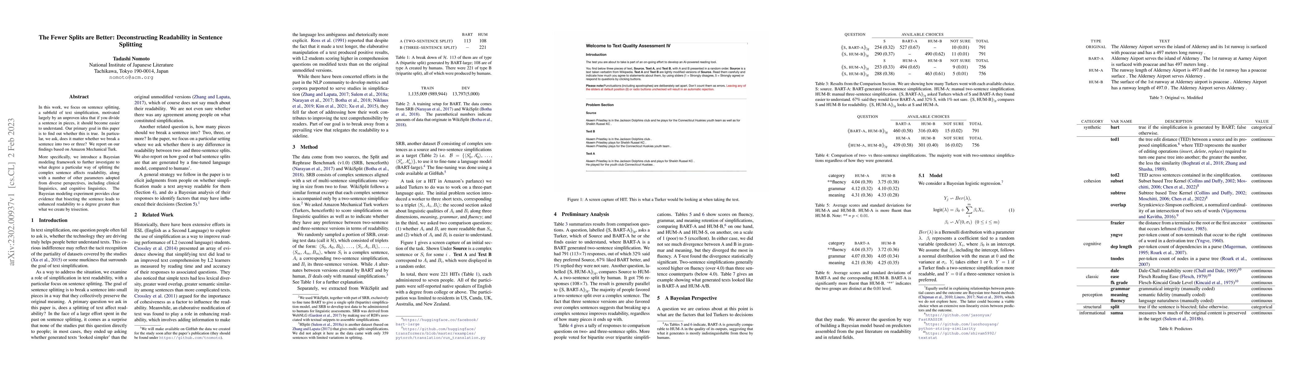 Thumbnail for The Fewer Splits are Better: Deconstructing Readability in Sentence
  Splitting