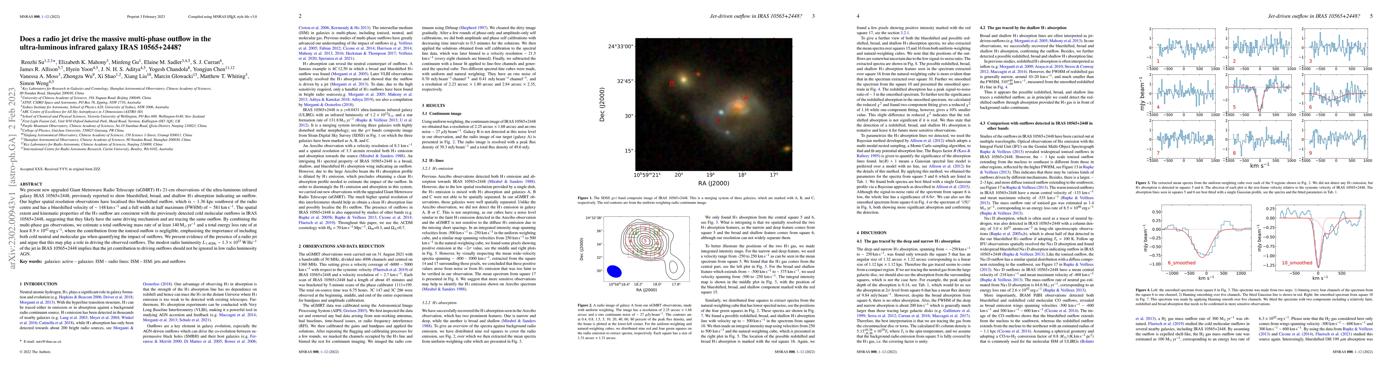 Thumbnail for Does a radio jet drive the massive multi-phase outflow in the
  ultra-luminous infrared galaxy IRAS 10565+2448?