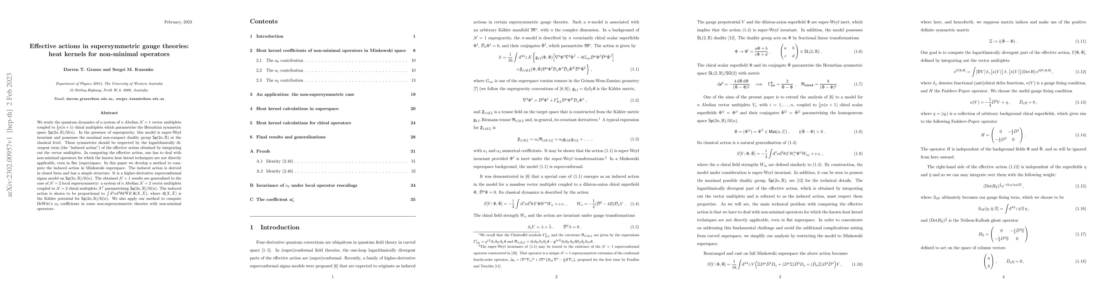 Thumbnail for Effective actions in supersymmetric gauge theories: heat kernels for
  non-minimal operators