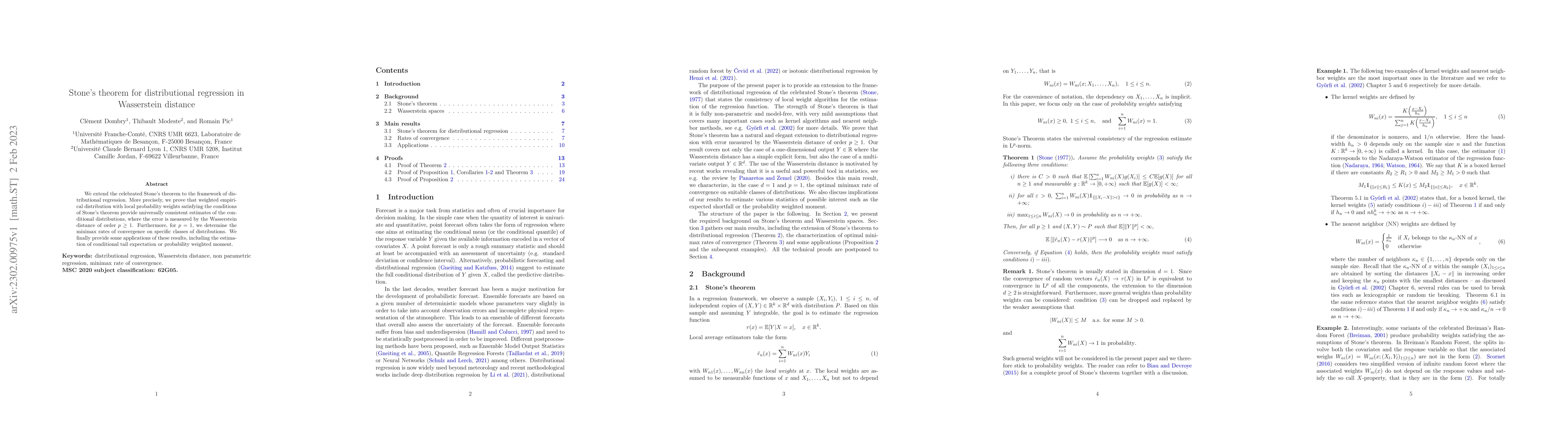 Thumbnail for Stone's theorem for distributional regression in Wasserstein distance