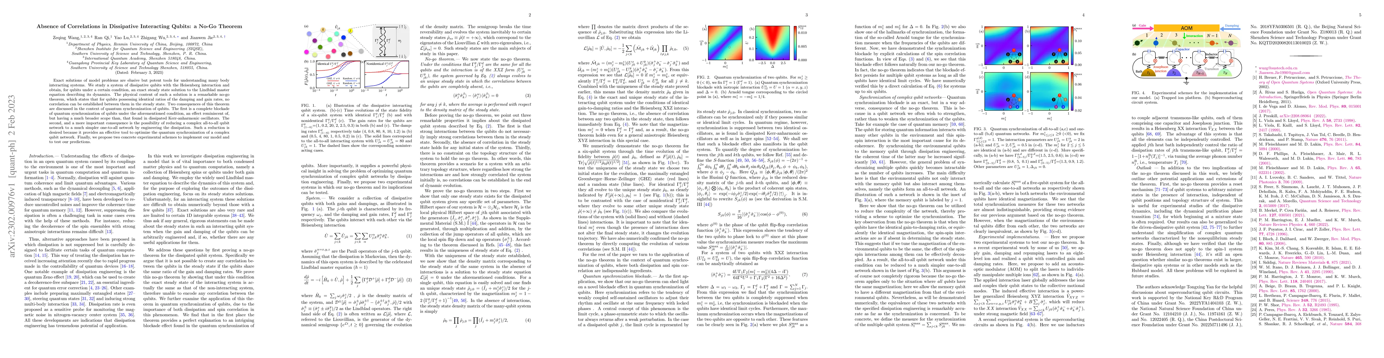 Thumbnail for Absence of Correlations in Dissipative Interacting Qubits: a No-Go
  Theorem