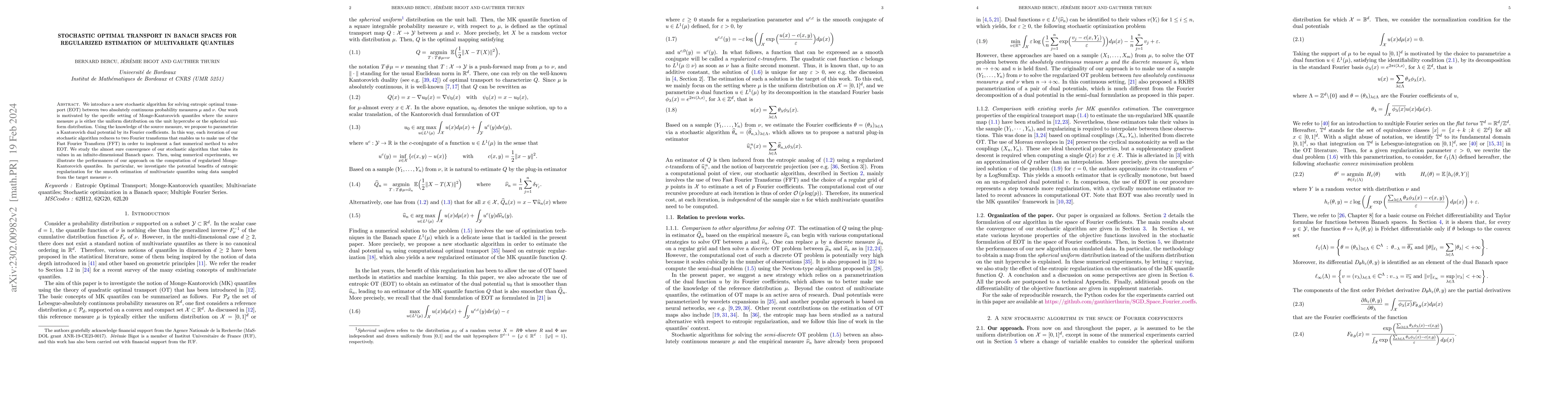 Thumbnail for Stochastic optimal transport in Banach Spaces for regularized estimation
  of multivariate quantiles