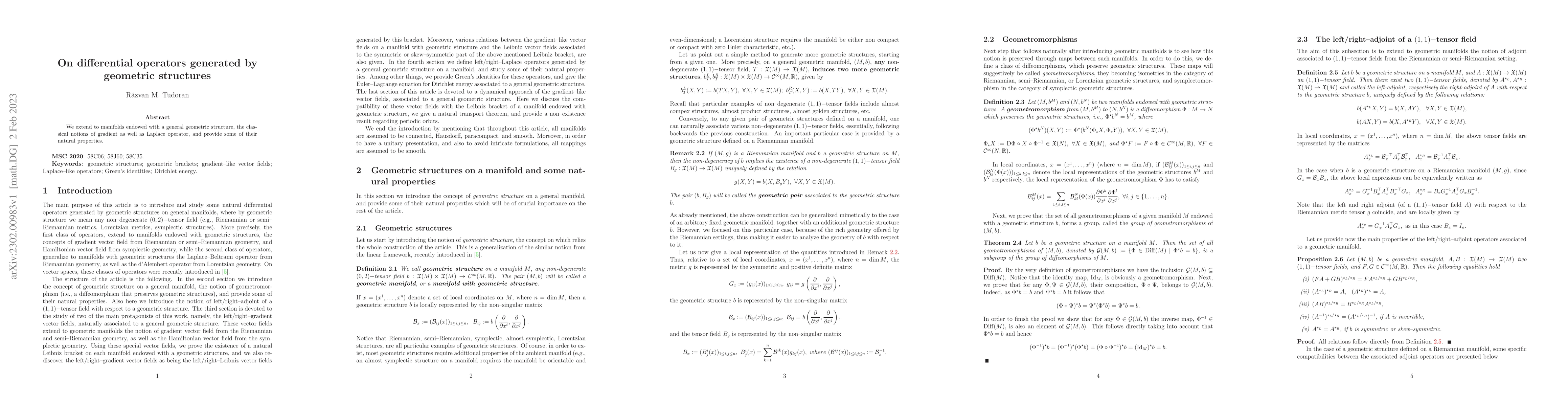 Thumbnail for On differential operators generated by geometric structures