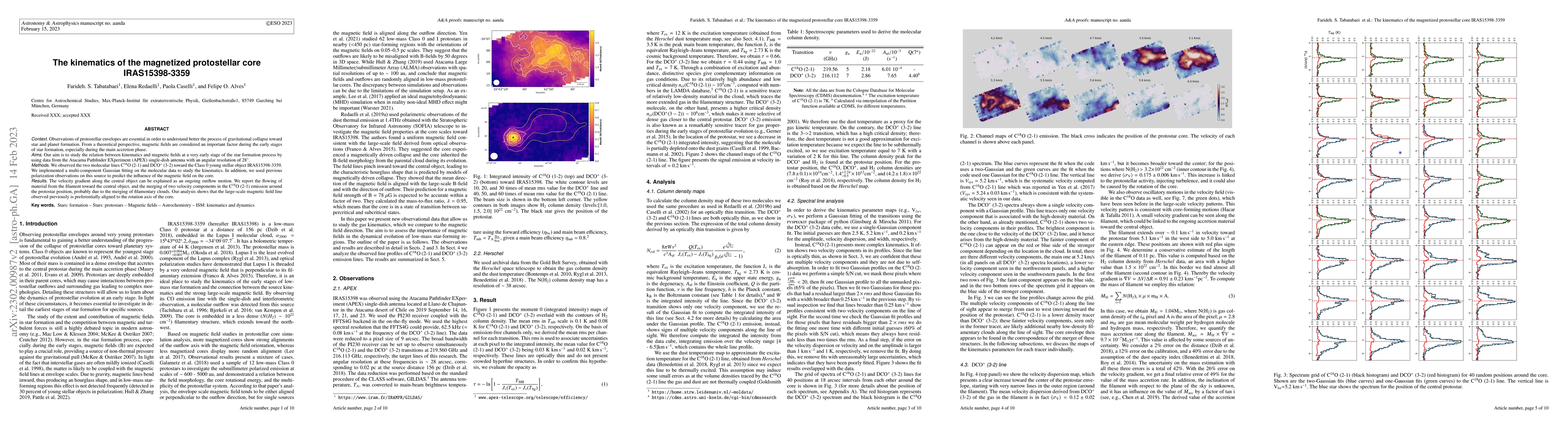 Thumbnail for The kinematics of the magnetised protostellar core IRAS15398-3359