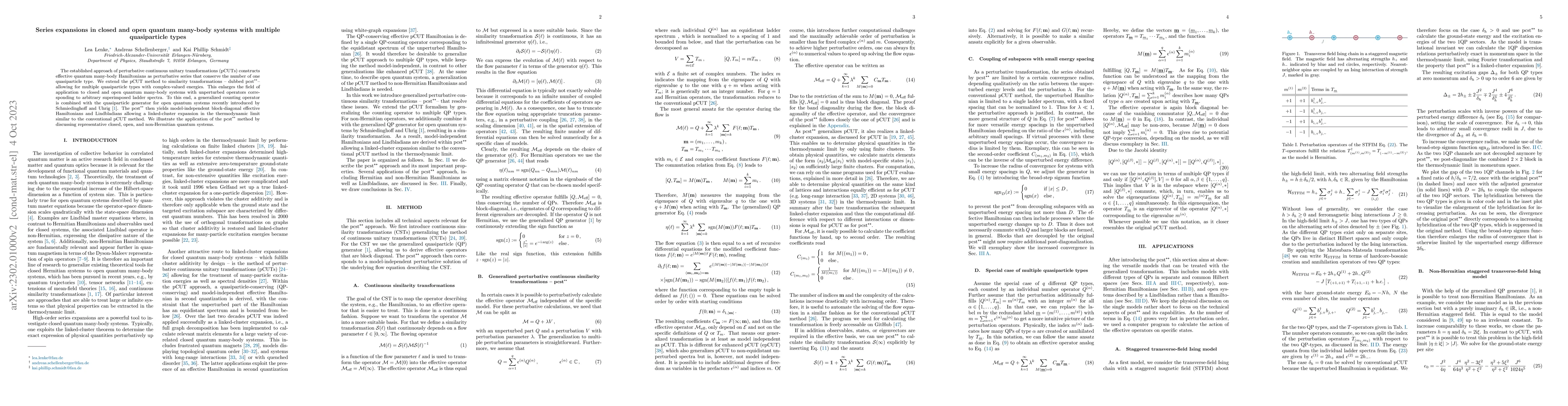 Thumbnail for Series expansions in closed and open quantum many-body systems with
  multiple quasiparticle types