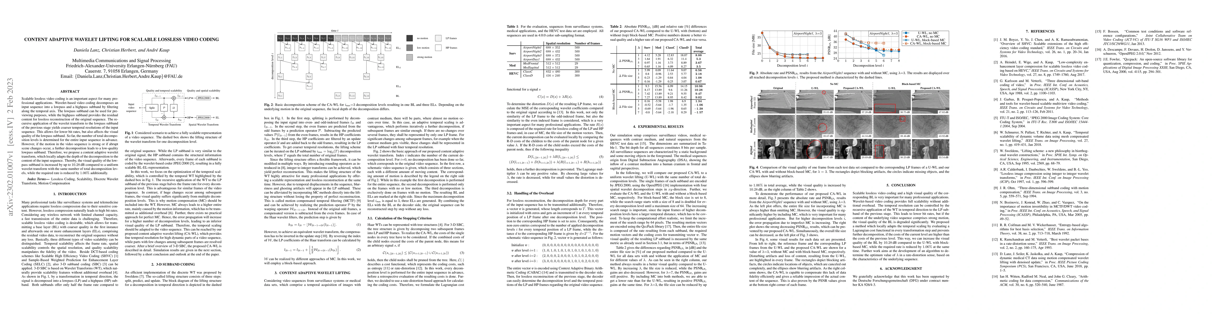 Thumbnail for Content Adaptive Wavelet Lifting for Scalable Lossless Video Coding