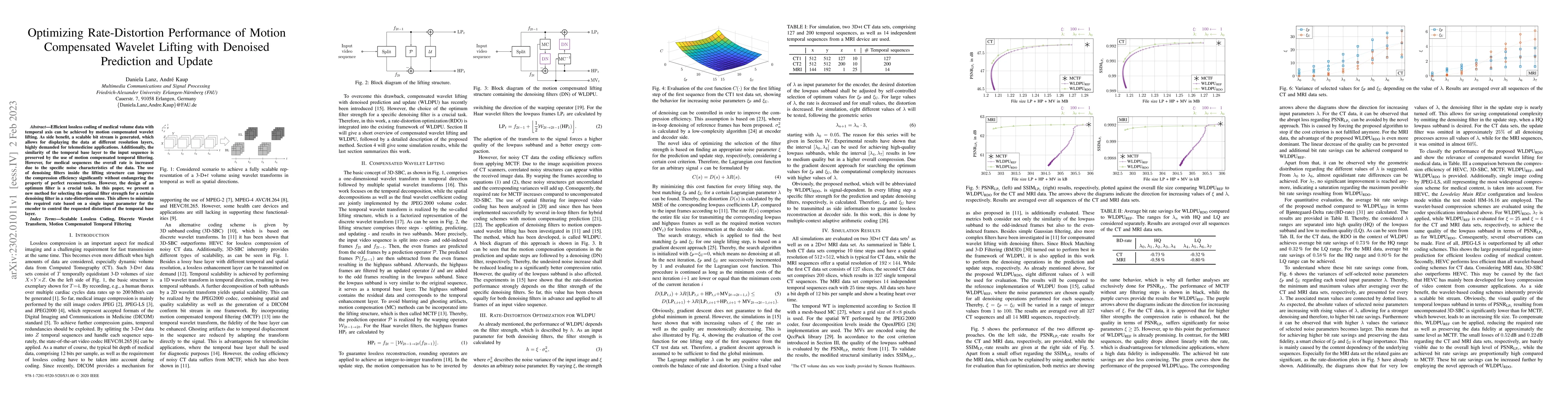 Thumbnail for Optimizing Rate-Distortion Performance of Motion Compensated Wavelet
  Lifting with Denoised Prediction and Update