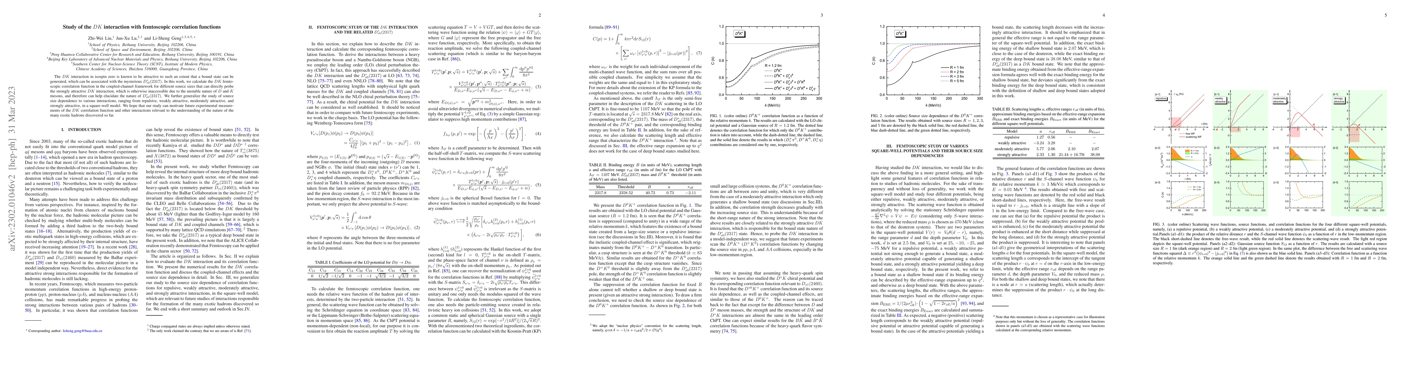 Thumbnail for Study of the $DK$ interaction with femtoscopic correlation functions